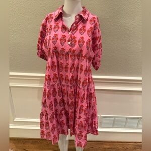 THML Pink Dress with Red Floral Pattern